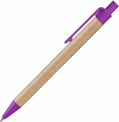 Ручка картонная шариковая Vivapens Viva New, натуральная с фиолетовым фото 3