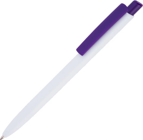 Ручка пластиковая шариковая Vivapens POLO, белая с фиолетовым фото 1