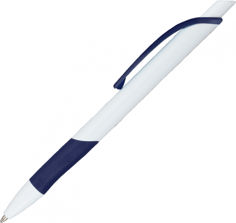 Ручка пластиковая шариковая Vivapens Kleo, с резинкой, белая с тёмно-синим фото 4