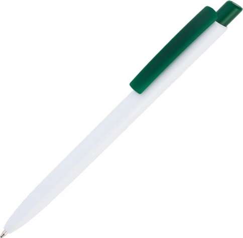 Ручка пластиковая шариковая Vivapens POLO, белая с зелёным фото 1