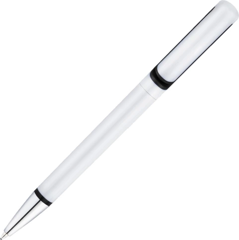 Ручка пластиковая шариковая Vivapens Tek, белая с чёрной вставкой фото 2