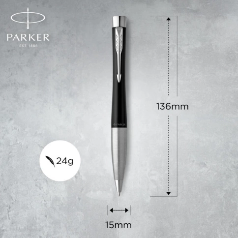Шариковая ручка Parker Urban Core (2150858) Muted Black CT M; чернила черные, подар.кор. фото 12