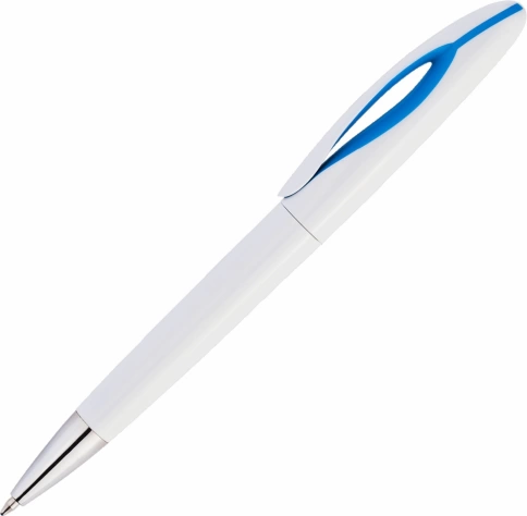 Ручка пластиковая шариковая Vivapens OKO, белая с голубым фото 2