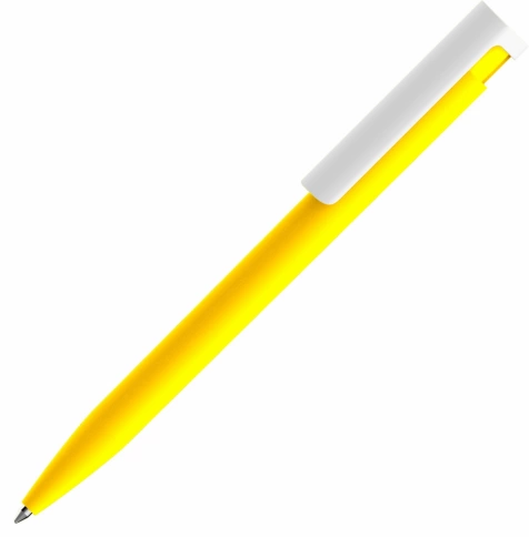 Ручка пластиковая шариковая Vivapens CONSUL SOFT, жёлтая с белым фото 1