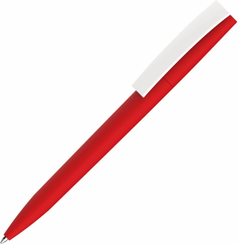 Ручка пластиковая шариковая Vivapens ZETA SOFT, красная с белым фото 1