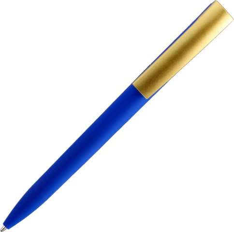 Ручка пластиковая шариковая Solke Zeta Soft Blue Mix, синяя с золотистым фото 3