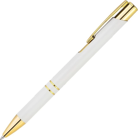 Ручка металлическая шариковая Vivapens KOSKO SOFT GOLD, белый с золотистым фото 2