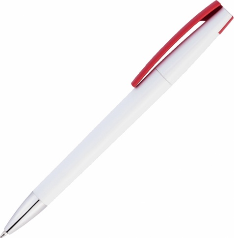 Ручка пластиковая шариковая Vivapens ZETA, белая с красным фото 3