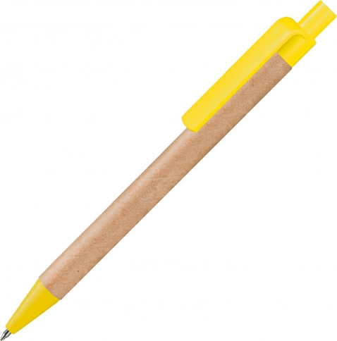 Ручка картонная шариковая Vivapens Viva New, натуральная с жёлтым фото 1