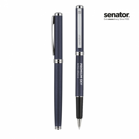 Ручка роллер Senator Delgado, синяя с серебристым фото 2