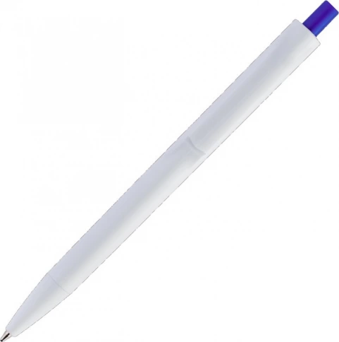 Ручка пластиковая шариковая Vivapens IGLA COLOR, белая c синим фото 2