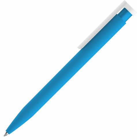 Ручка пластиковая шариковая Vivapens CONSUL SOFT, голубая с белым фото 2