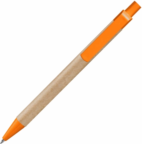 Ручка картонная шариковая Vivapens Viva New, натуральная с оранжевым фото 2