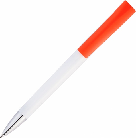 Ручка пластиковая шариковая Vivapens ZETA, белая с оранжевым фото 2