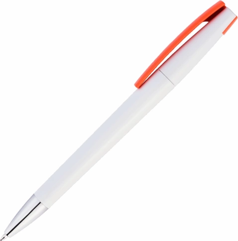 Ручка пластиковая шариковая Vivapens ZETA, белая с оранжевым фото 3
