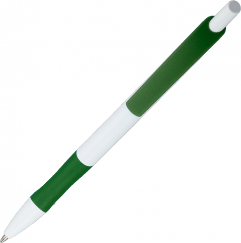 Ручка пластиковая шариковая Vivapens Kleo, с резинкой, белая с зелёным фото 3