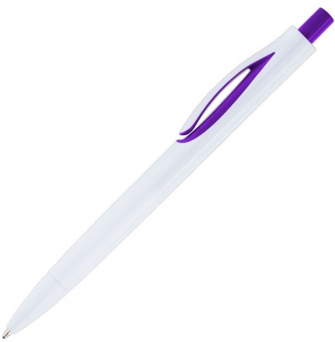 Ручка пластиковая шариковая Vivapens Focus, белая с фиолетовым фото 2