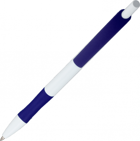 Ручка пластиковая шариковая Vivapens Kleo, с резинкой, белая с синим фото 4