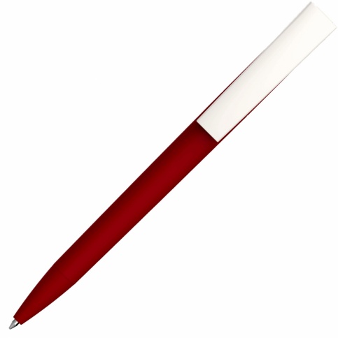 Ручка пластиковая шариковая Vivapens ZETA SOFT , тёмно-красная с белым фото 3