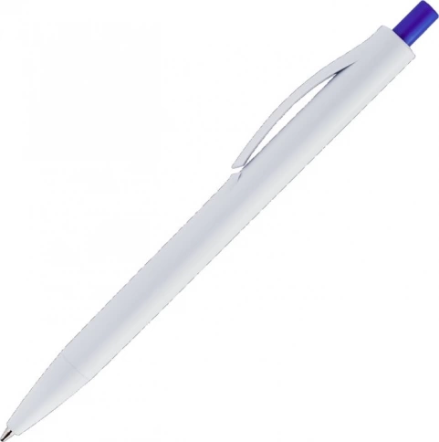 Ручка пластиковая шариковая Vivapens IGLA COLOR, белая c синим фото 1