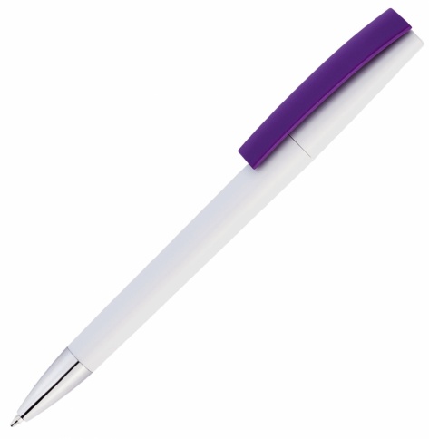 Ручка пластиковая шариковая Vivapens ZETA, белая с фиолетовым фото 1