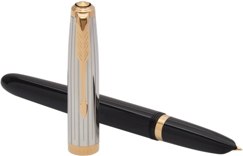 Перьевая ручка Parker 51 Premium (CW2169030) Black St.Steel GT; F сталь нержавеющая; подар.коробка. фото 6
