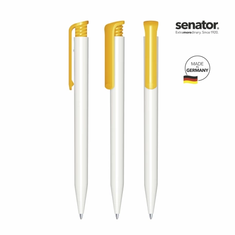 Шариковая ручка Senator Super-Hit Basic Polished, белая с жёлтым фото 2