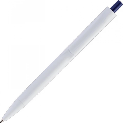 Ручка пластиковая шариковая Vivapens IGLA COLOR, белая c тёмно-синим фото 3