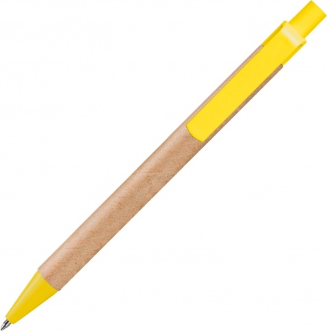 Ручка картонная шариковая Vivapens Viva New, натуральная с жёлтым фото 2