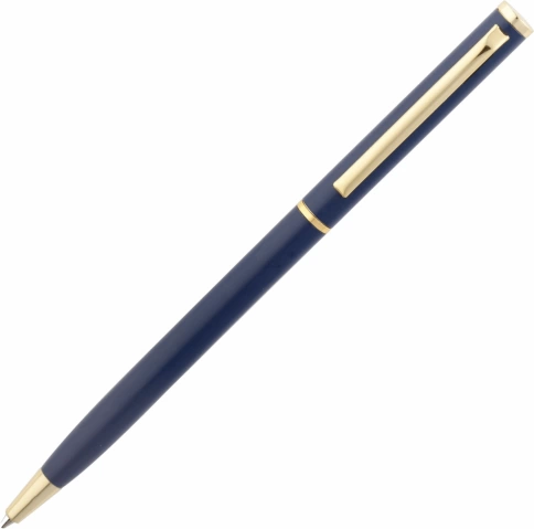 Ручка металлическая шариковая Vivapens Hilton, тёмно-синяя с золотистым фото 3