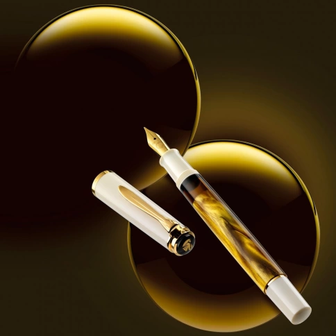 Ручка перьевая Pelikan Elegance Classic M200 (PL815154) Gold Marbled F перо сталь нержавеющая подар.кор. фото 5