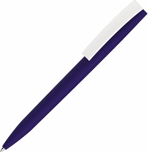 Ручка пластиковая шариковая Vivapens ZETA SOFT, тёмно-синяя с белым фото 1