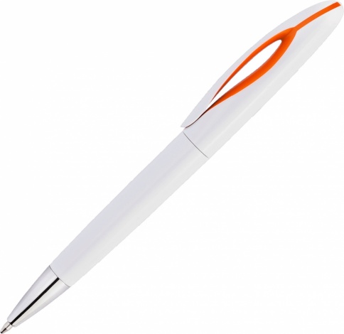 Ручка пластиковая шариковая Vivapens OKO, белая с оранжевым фото 2