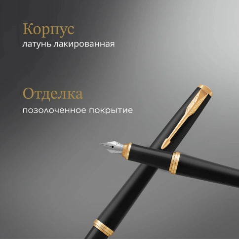 Ручка перьевая Parker Urban Core F309 (1931593) Muted Black GT F перо сталь нержавеющая подар.кор. фото 7