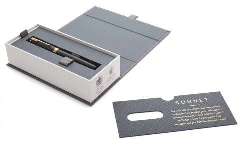 Роллер ручка Parker Sonnet Core T528 (1931518) Matte Black GT; F перо; черные чернила; подар.кор. фото 12