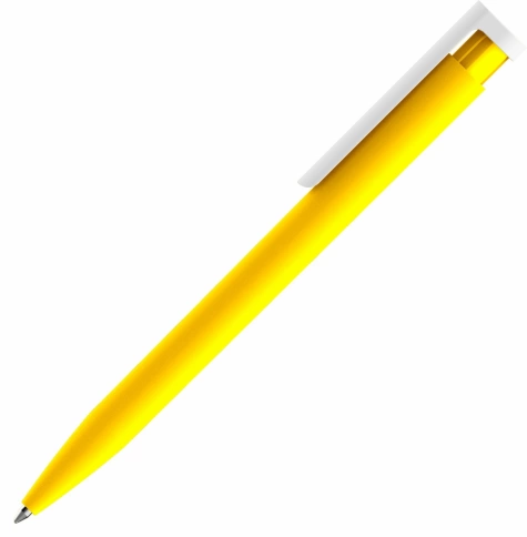 Ручка пластиковая шариковая Vivapens CONSUL SOFT, жёлтая с белым фото 2