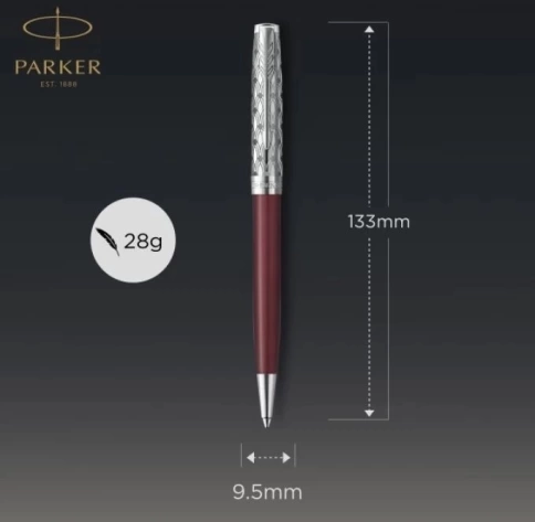 Шариковая ручка Parker Sonnet Premium K537 (2119783) Metal Red CT M; M черные чернила; подарочная коробка фото 5
