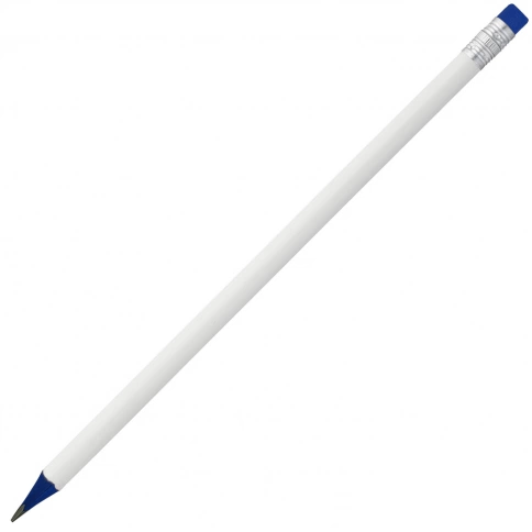 Карандаш простой WOOD COLOR WHITE, белый с синим ластиком фото 1