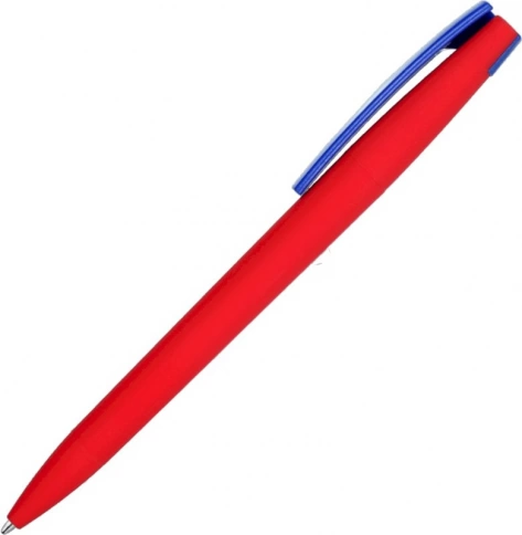 Ручка пластиковая шариковая Solke Zeta Soft Blue Mix, красная с синим фото 3