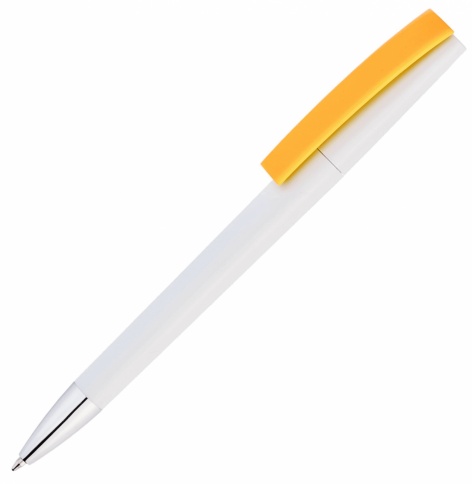Ручка пластиковая шариковая Vivapens ZETA, белая с жёлтым фото 1