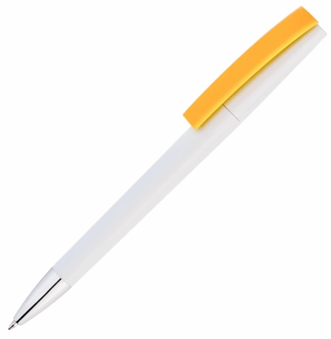 Ручка пластиковая шариковая Vivapens ZETA, белая с жёлтым фото 1