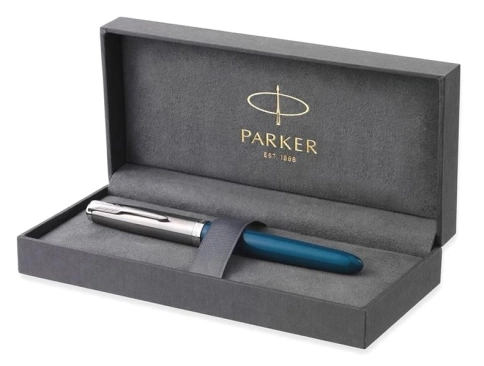 Перьевая ручка Parker 51 Core (2123506) Teal Blue CT; F сталь нержавеющая; подар.кор. фото 12