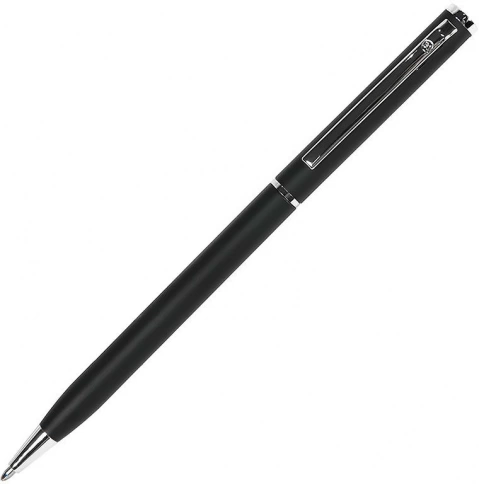 Ручка металлическая шариковая B1 Slim Silver, чёрная с серебристым фото 1