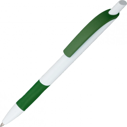 Ручка пластиковая шариковая Vivapens Kleo, с резинкой, белая с зелёным фото 1
