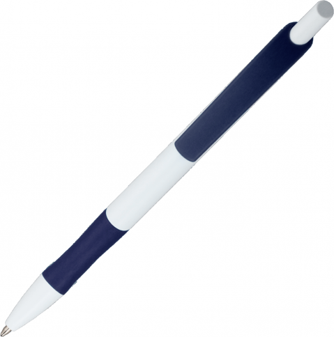 Ручка пластиковая шариковая Vivapens Kleo, с резинкой, белая с тёмно-синим фото 3