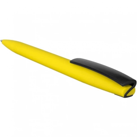 Ручка пластиковая шариковая Vivapens ZETA SOFT MIX, жёлтая с чёрным фото 4