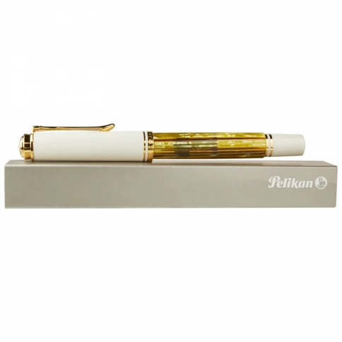 Ручка перьевая Pelikan Souveraen M 400 (PL934166) White Tortoise F перо золото 14K покрытое родием подар.кор. фото 6