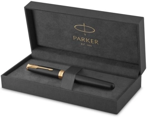 Роллер ручка Parker Sonnet Core T528 (1931518) Matte Black GT; F перо; черные чернила; подар.кор. фото 6