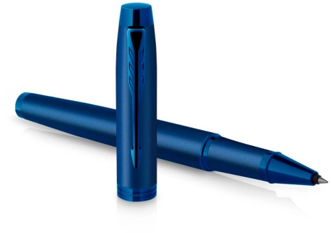 Роллер ручка Parker IM Monochrome T328 (2172965) Blue PVD F; черн. черн;. подар.кор фото 3