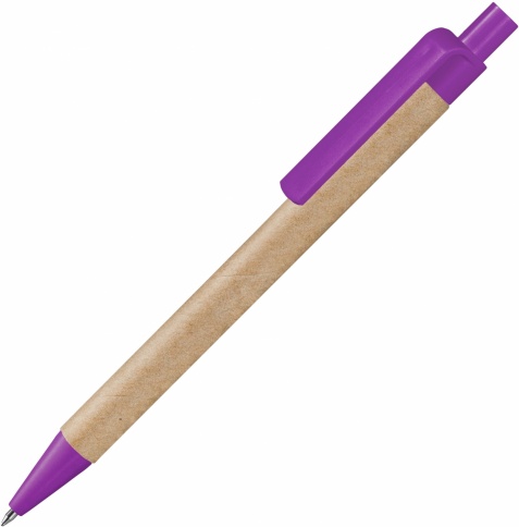 Ручка картонная шариковая Vivapens Viva New, натуральная с фиолетовым фото 1